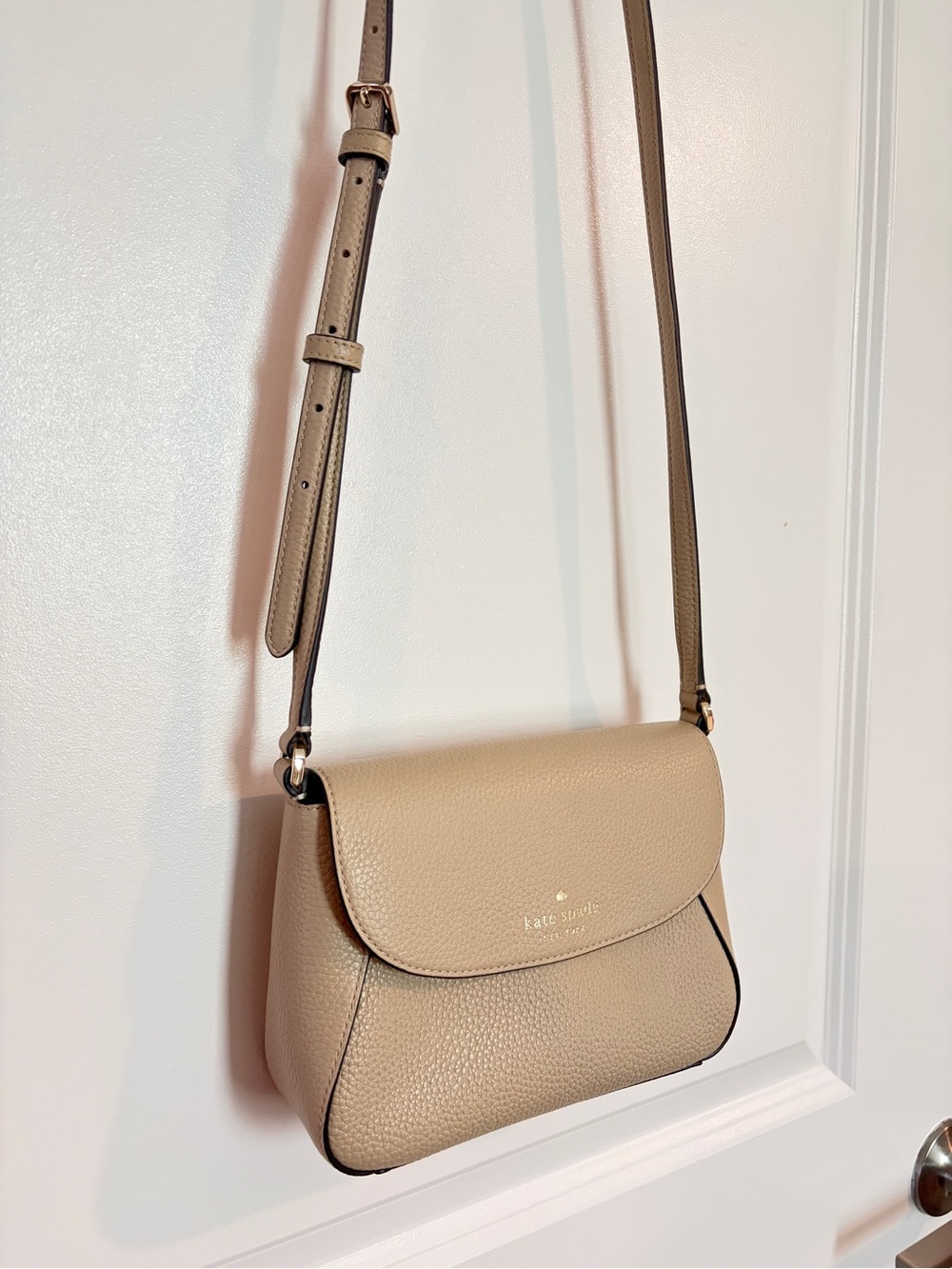 NEW Kate Spade Monica Small Flap Crossbody Purse Bag Light Sand